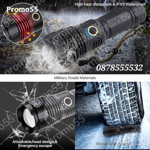 USB Акумулаторен лед фенер Police 900 000W водоустойчив с увеличение, снимка 9 - Къмпинг осветление - 43939547