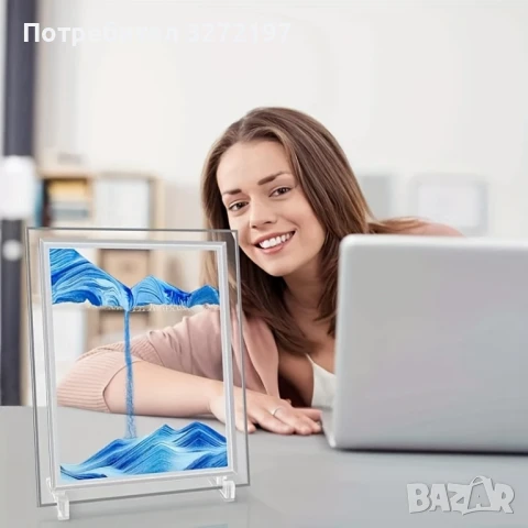 Стъклен пясъчен арт-Стояща динамична 3D картина с движещ се пясък, декорация за дома и офис, снимка 1