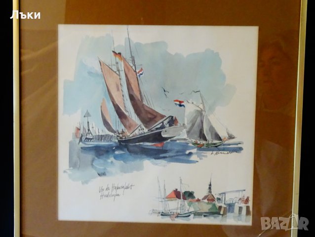 Картина кораби скандинавски художник. , снимка 5 - Картини - 26539247