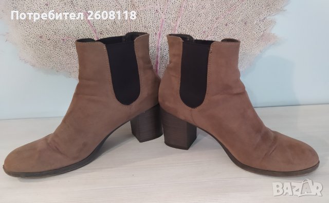 Бежови боти – цвят капучино, велур, № 41