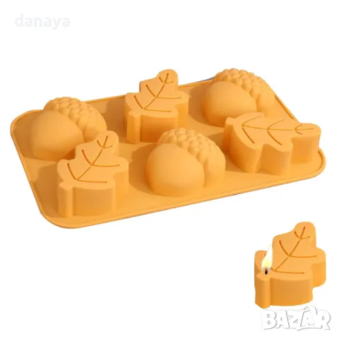 5607 Силиконова форма Есенно листо и Жълъди, 6 гнезда, снимка 8 - Форми - 48708706
