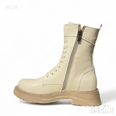 Дамски боти, естествена кожа, тип кубинки с атрактивен италиански дизайн, анатомични дамски боти, снимка 5 - Дамски боти - 43391705
