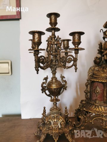 Каминен часовник бронзов , снимка 3 - Антикварни и старинни предмети - 36685540