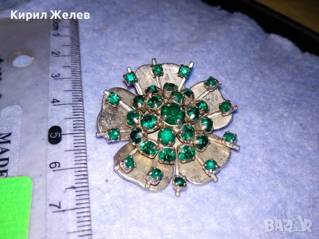 ПРЕКРАСНА ФЛОРАЛНА РЕТРО АРТ СКЪПОЦЕННА БРОШКА ЦВЕТЕ ФАСЕТИРАН ПЕРИДОТ и БЛАГОРОДНА СТОМАНА 37052, снимка 3 - Други - 39956081