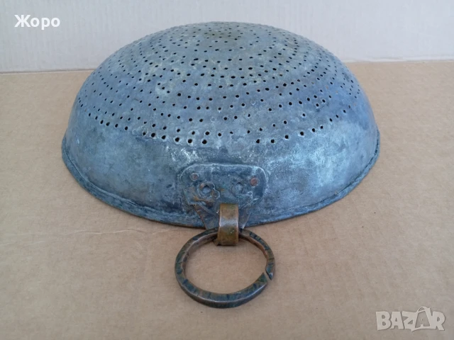 Старинен бакърен гевгир меден съд , бакър цедка, снимка 5 - Други ценни предмети - 50670866