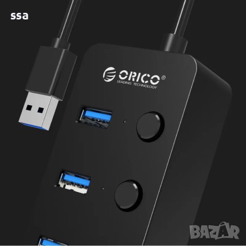 Orico хъб USB3.0 HUB 4 port black, 4 On/Off buttons - W9PH4-U3-BK, снимка 6 - Други - 43061949