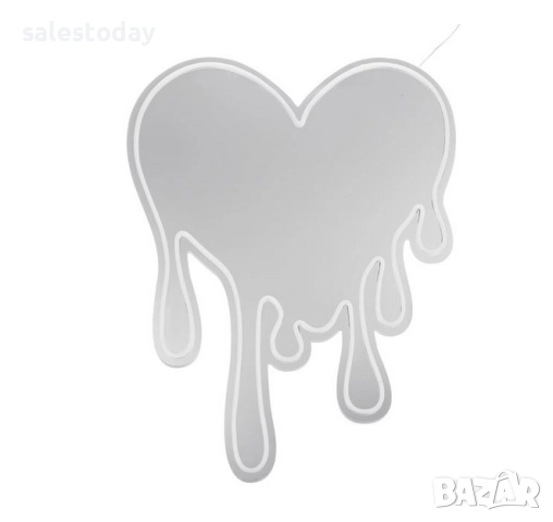 Огледало със светлина, Лед, 61см, Сърце, снимка 2 - Огледала - 51845449