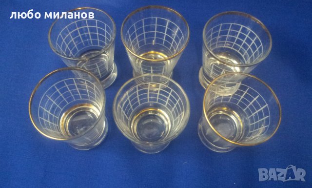 Ретро ракиени чашки, златни кантове 6 бр