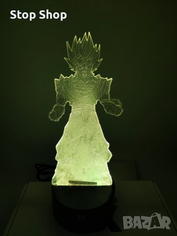 Dragon Ball Super Saiyan God Goku Екшън фигурки 3D настолна лампа 7 променящи цвета нощна лампа, снимка 1 - Настолни лампи - 40412279