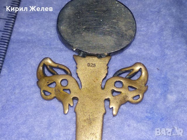 ГОЛЯМ БРОНЗОВ НЕО БАРОК ВИНТИДЖ АРТ ПЕНДАНТ МЕЧ с ПЕЧАТ 925 и ЮВЕЛИРНО ФАСЕТИРАН ЧЕРВЕН КАМЪК 34435, снимка 5 - Антикварни и старинни предмети - 39677167