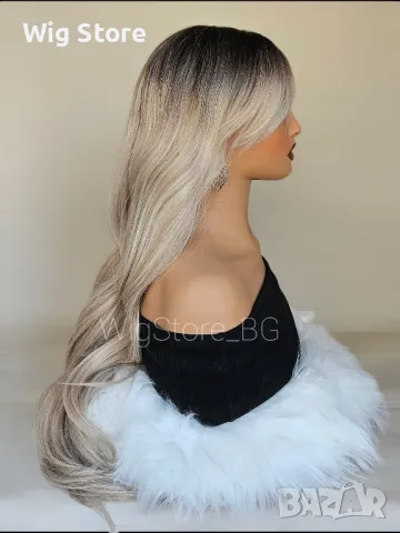 Пепеляво руса перука на вълни с бретон, снимка 4 - Аксесоари за коса - 47721441