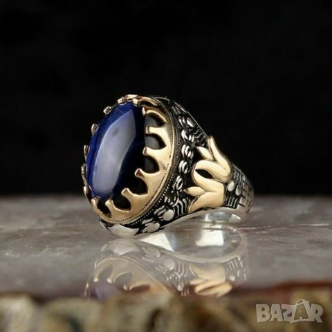 Дамски пръстен с тъмно син топаз, снимка 1 - Пръстени - 39073506