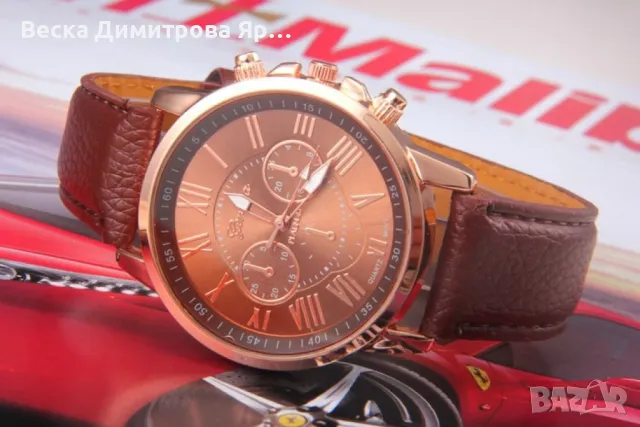 Дамски кварцов часовник с кожена верижка, различни цветове, снимка 2 - Дамски - 47824850