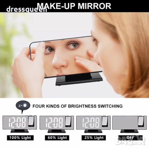 3967 Проектиращ настолен часовник с огледален дисплей, снимка 5 - Други - 44015708