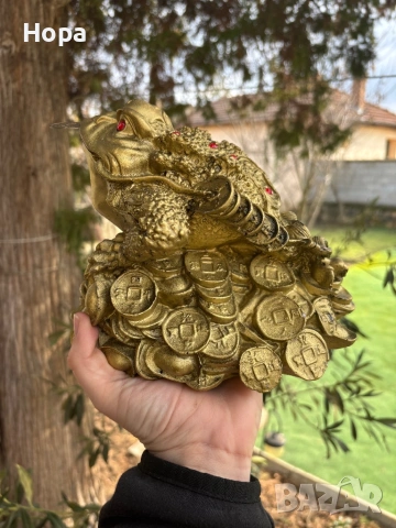 Трикрака жаба с паричка в устата, снимка 5 - Декорация за дома - 53408502