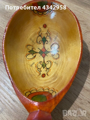 Винтидж дървена декоративна лъжица – ръчно рисувана ., снимка 3 - Антикварни и старинни предмети - 53177717