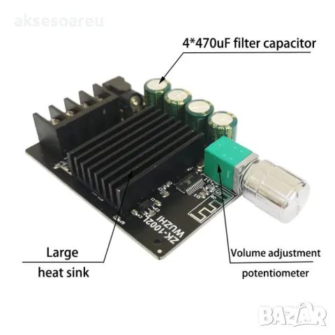 Нов мощен висококачествен мини Стерео цифров усилвател ZK-1002L 2 X 100W Bluetooth 5.0 Безжичен Hi-F, снимка 13 - Ресийвъри, усилватели, смесителни пултове - 47748822
