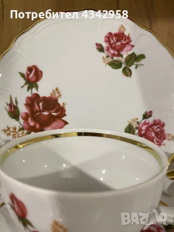 Vintage.Wunsiedel.Немски порцеланов комплект с рози  60-те години, снимка 2 - Антикварни и старинни предмети - 52109440