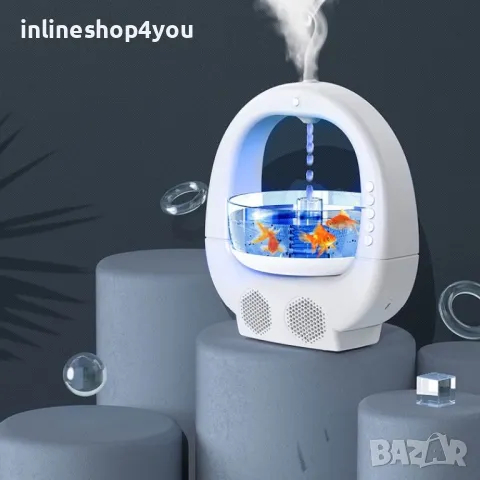Овлажнител, купа за риба, капка вода, Bluetooth високоговорител, ароматен дифузьор, 6 RGB цвята, за , снимка 4 - Овлажнители и пречистватели за въздух - 48050032