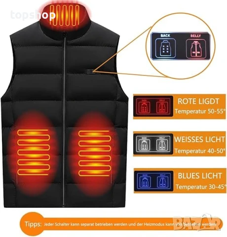 Жилетка с подгряване XCMVCN, (захранващата батерия не е включена)-М, снимка 5 - Аксесоари за коса - 50569514