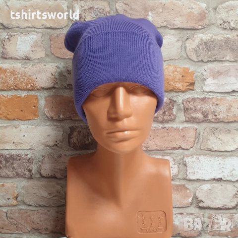 Нова зимна дамска/детска шапка с лилав цвят, снимка 4 - Шапки - 43375908