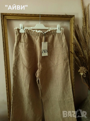 ZARA дамски ленен панталон, снимка 11 - Панталони - 53467586