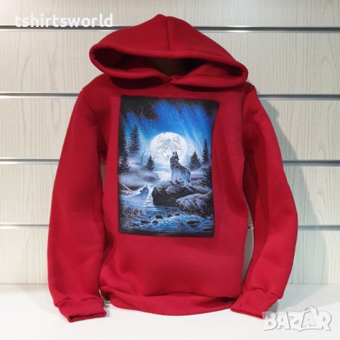 Нов детски суичър с дигитален печат Вълк, Пълнолуние, Серия вълци, снимка 6 - Детски анцузи и суичери - 38866779