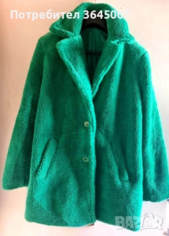 Зелено,модерно, топло и меко зимно палто,олекотено . Размер S/M / НОВО , снимка 2 - Палта, манта - 52630817