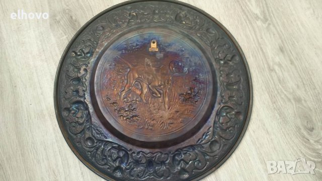 Медна чиния за стена 440г, снимка 4 - Антикварни и старинни предмети - 39086020