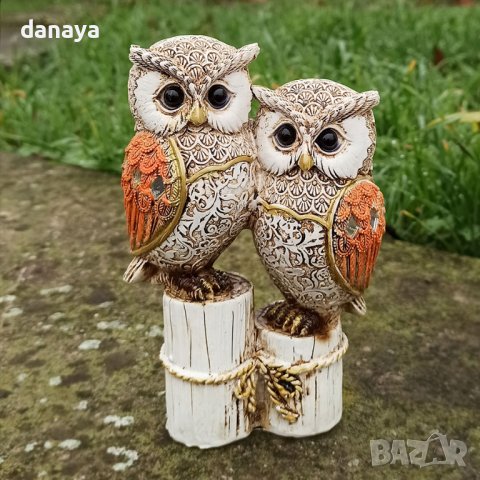 3328 Статуетка Бухали върху пънчета, 16см