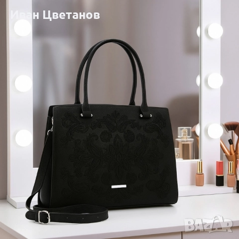 Елегантна дамска чанта с релефен дизайн – стил и практичност в едно, снимка 7 - Чанти - 52004126