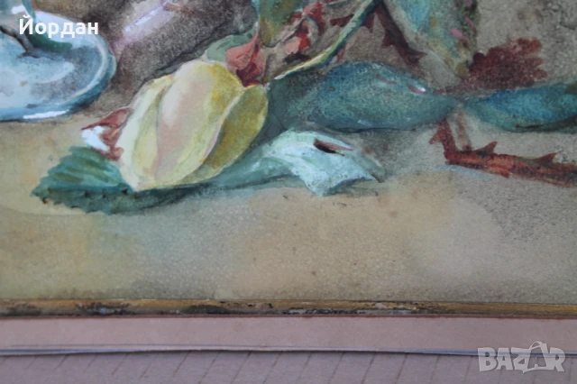 Стар акварел на дебел картон, снимка 11 - Други ценни предмети - 50917942