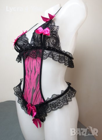 S дамско еротично боди с отворено дъно и разкриващи чашки, снимка 8 - Бельо - 43545971