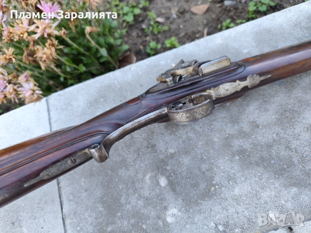 Автентична капсулна пушка с микелет и дамаскова цев, снимка 18 - Антикварни и старинни предмети - 52788304