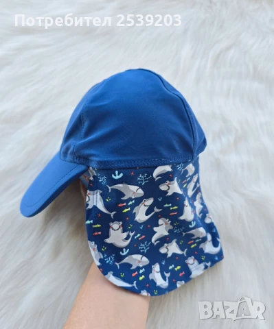 Плажна шапка със защита на вратлето UPF 60+ 5-6 години 