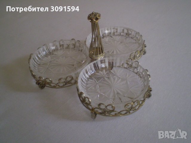 метал с кристал фруктиера за ядки локум, снимка 3 - Антикварни и старинни предмети - 37190899