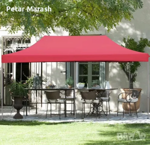Червена Сгъваема градинска шатра 3×6м – голямо покритие, стабилна конструкция и водоустойчив плат, снимка 3 - Други - 50366024