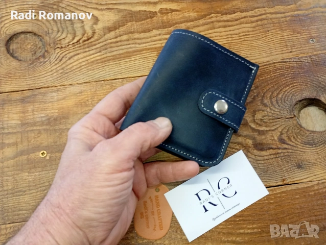 Ръчно изработен мъжки кожен портфейл , снимка 6 - Портфейли, портмонета - 53578880