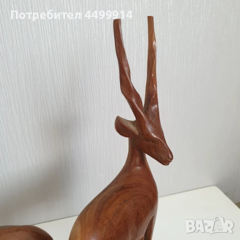 Стари дървени фигури на елени, снимка 2 - Колекции - 51237808