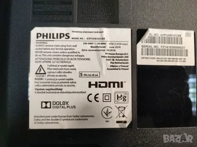 Philips 43PUH6101/88 на части