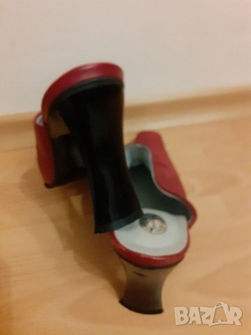 червени чехли от естествена кожа, снимка 5 - Чехли - 21512846