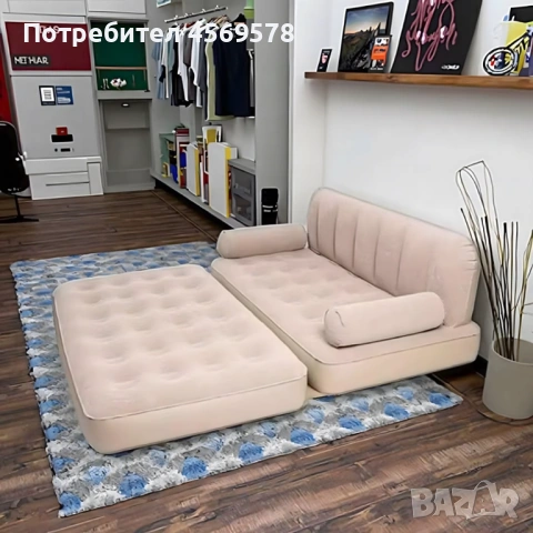 🌟ПРОМОЦИЯ!🌟Двоен надуваем матрак с разтегателен диван за спане🌟, снимка 2 - Матраци - 53146198