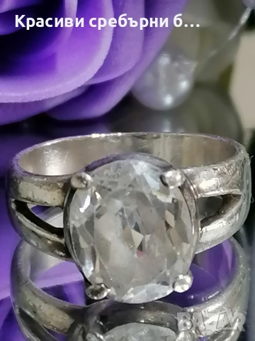 Стар сребърен пръстен красиво фасетиран циркон , снимка 5 - Пръстени - 53528548