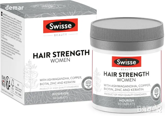 SWISSE Hair Strength Women - Добавки за коса за жени с биотин цинк мед, 30 таблетки