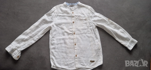 7-8г 128см Риза с дълъг ръкав бяла без следи от употреба