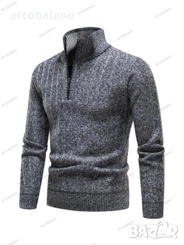 Мъжки ежедневен пуловер с V-образно деколте и цип със стояща яка, 3цвята - 023, снимка 13 - Пуловери - 43148208