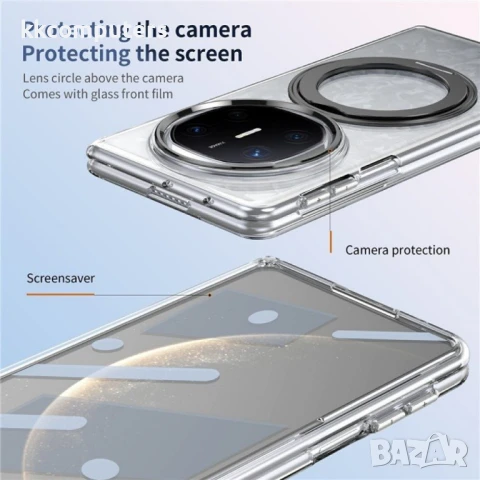 Huawei Mate X6 Удароустойчив Калъф с Магнитна Стойка и Скрийн Протектор – Черен, Сребрист, Златист, снимка 6 - Калъфи, кейсове - 50728577