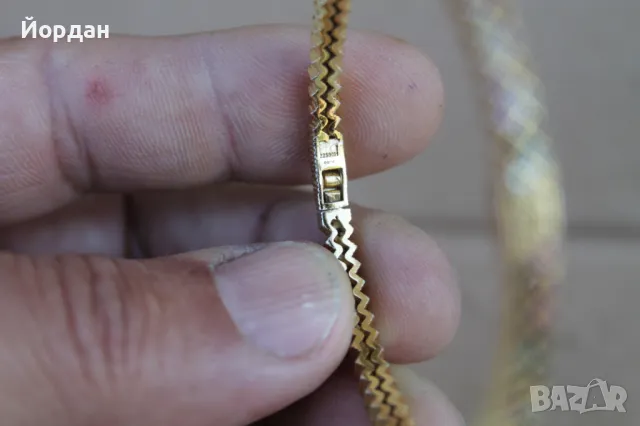 Дамска сребърна позлатена гривна с камъни, снимка 14 - Гривни - 50209958