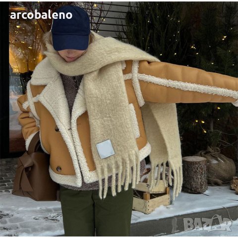 Дамско топло свободно яке от изкуствена кожа и изкуствена агнешка вълна, 2цвята, снимка 6 - Якета - 43528357