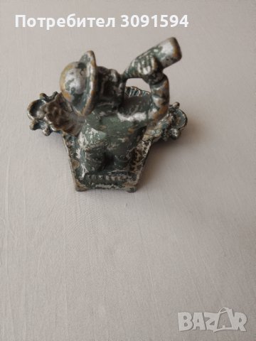 Стара Цаменна Фигура със пепелник СССР момче, снимка 4 - Други ценни предмети - 43883221